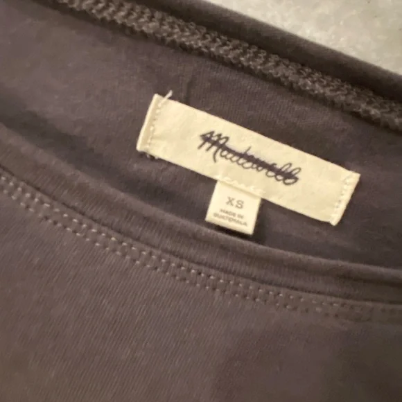 NWOT Madewell Size XS Charcoal Gray Short Sleeve Crew Split Hem Pocket Tee Shirt - Picture 9 of 11